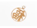 14k Yellow Gold Striking Round Chinese Calligraphy Pendant