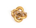 14k Yellow Gold Pretty Antique Knot Motif Brooch, With A Center White Sapphire