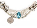 Sterling Silver Stunning Heavy Blue Topaz Centered Open Link Necklace