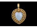 14k Yellow Gold Pretty Filigree Framed Opal Heart Pendant