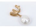 14K Diamond And Suspended Pearl Wrap Bale Pendant