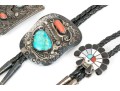 Lot Of Striking Assorted Southwestern Motif Bolero Necklaces, Leather Cords