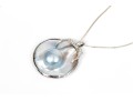 Sterling Silver Box Chain Necklace With Striking Cultured Blister Pearl Pendant