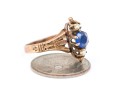 14k Gold Lovely Antique Seed Pearl And Blue Glass Ring, Size 6.5