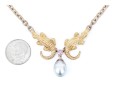 Sterling Silver Fabulous Chain Necklace With 14k Alligator, Pink Sapphire And Cultured Pearl Center