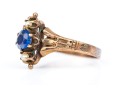14k Gold Lovely Antique Seed Pearl And Blue Glass Ring, Size 6.5
