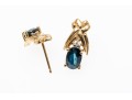 10k Yellow Gold Blue Sapphire Earrings, App. 1.06 TCW, Topped With White Sapphires