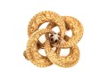14k Yellow Gold Pretty Antique Knot Motif Brooch, With A Center White Sapphire