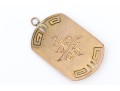 14k Gold Pretty Chinese Calligraphy And Jade Disc Pendant