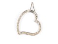 14k White Gold Large Open Diamond Heart Pendant, App. 0.07 TCW, With Chain