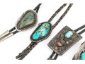 Lot Of Striking Assorted Southwestern Motif Bolero Necklaces, Leather Cords