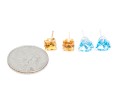 14k Gold Collection Of Delicate Stud Earrings, Citrine And Blue Topaz Set