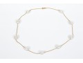 14k Yellow Gold Pretty Pair Of Cultured White Freshwater Pearl Tin Cup Style Necklaces