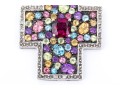 14k Yellow Gold Beautiful Chunky Multi Stone Cross Pendant