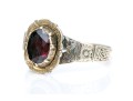 14k Gold And Gold Filled Antique Chased Foil Backed Garnet Ring, Size 8