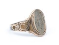 14k Gold Antique Scroll Edged Signet Ring, Monogrammed, Size 6.25