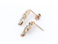 10k Yellow Gold Pretty Aquamarine Cluster Earrings With Diamond Accent Top