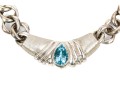 Sterling Silver Stunning Heavy Blue Topaz Centered Open Link Necklace
