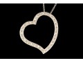 14k White Gold Large Open Diamond Heart Pendant, App. 0.07 TCW, With Chain