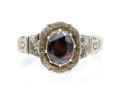 14k Gold And Gold Filled Antique Chased Foil Backed Garnet Ring, Size 8