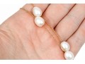 14k Yellow Gold Pretty Pair Of Cultured White Freshwater Pearl Tin Cup Style Necklaces