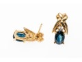 10k Yellow Gold Blue Sapphire Earrings, App. 1.06 TCW, Topped With White Sapphires