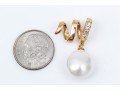 14K Diamond And Suspended Pearl Wrap Bale Pendant