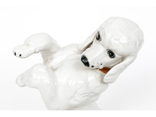 Adorable Vintage Italian Naturalistic Glazed Ceramic Model Of A Poodle