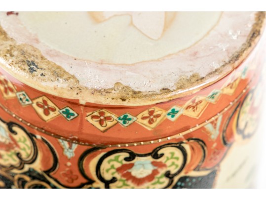 Chinese Ceramic Floor Vase Depicting Beautiful Women Around Flowering Trees