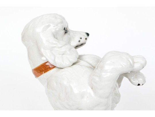 Adorable Vintage Italian Naturalistic Glazed Ceramic Model Of A Poodle
