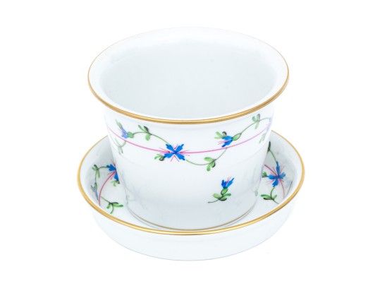 Herend, Hand-painted Diminutive Planter With Underplate