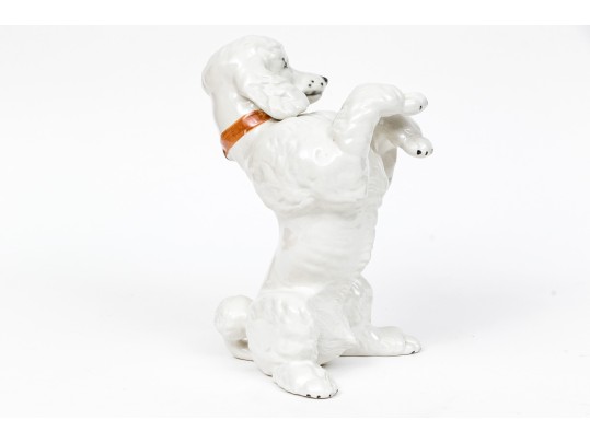 Adorable Vintage Italian Naturalistic Glazed Ceramic Model Of A Poodle