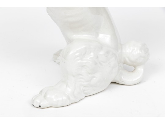 Adorable Vintage Italian Naturalistic Glazed Ceramic Model Of A Poodle