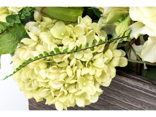 Wooden Planter With Quality Faux Foliage