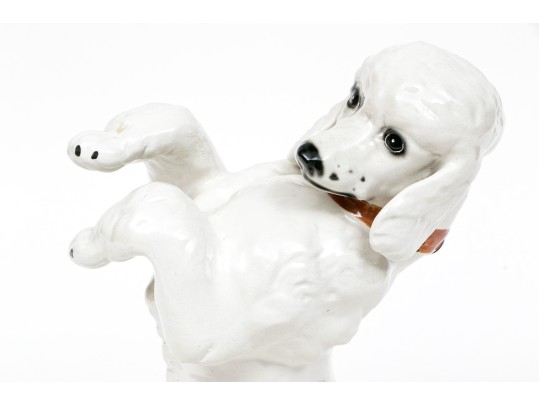 Adorable Vintage Italian Naturalistic Glazed Ceramic Model Of A Poodle
