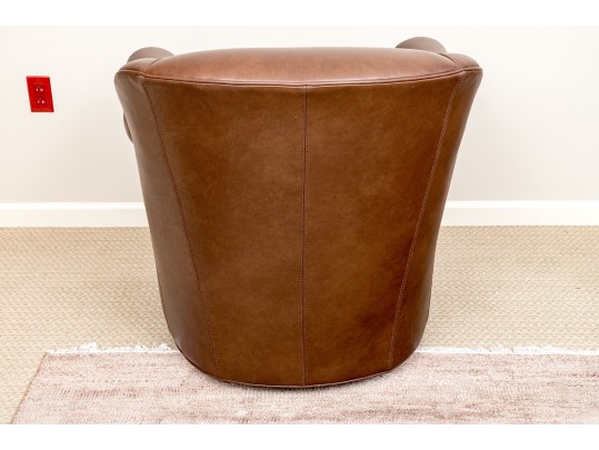 Handsome Stickley Leather Swivel Arm Chair