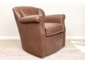 Handsome Stickley Leather Swivel Arm Chair