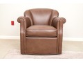 Handsome Stickley Leather Swivel Arm Chair