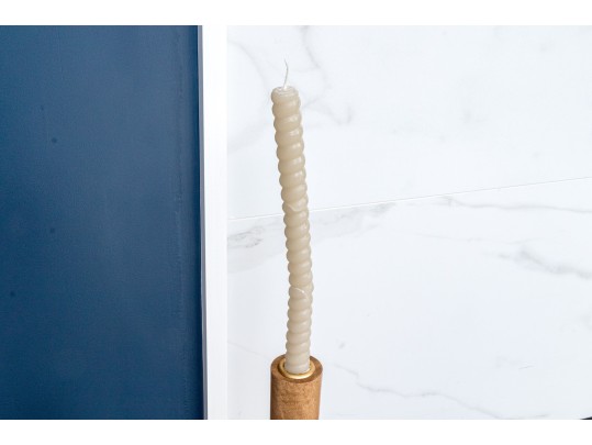 Contemporary Pair 42” Turned Wood Candle Sticks