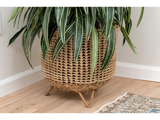 Quality Faux Dracaena Plant In Decorative Planter