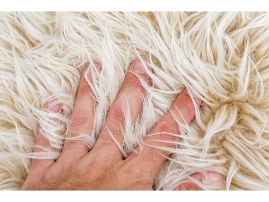 Lavish Faux Fur Stool With Wooden Base