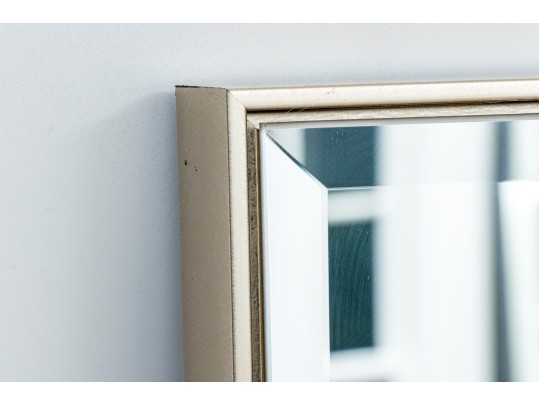 Sleek Beveled Mirror Floor Mirror With Metallic Frame
