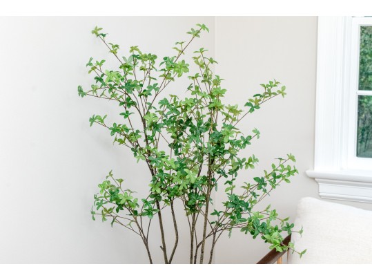 Quality 60” Faux Plant With Brass Finished Metallic Planter