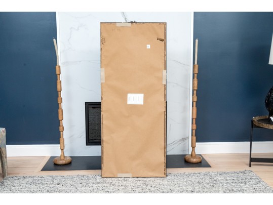 Sleek Beveled Mirror Floor Mirror With Metallic Frame