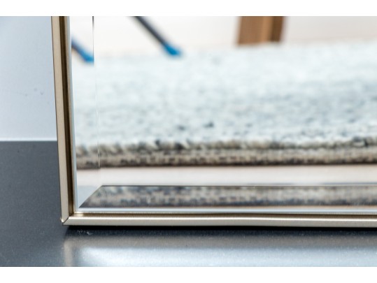 Sleek Beveled Mirror Floor Mirror With Metallic Frame