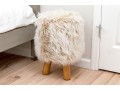 Lavish Faux Fur Stool With Wooden Base