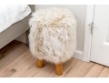 Lavish Faux Fur Stool With Wooden Base