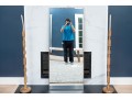 Sleek Beveled Mirror Floor Mirror With Metallic Frame