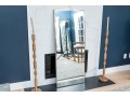 Sleek Beveled Mirror Floor Mirror With Metallic Frame