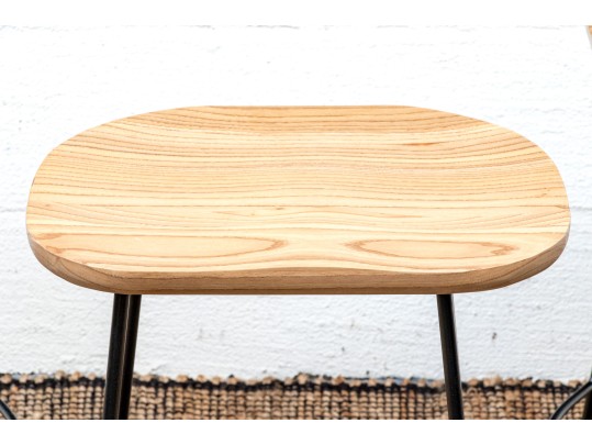 Set Of Three Studio McGee And Threshold Saddle Counter Barstools (Retail $80 Each)